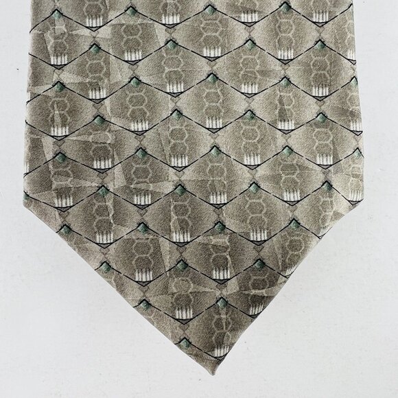 Stafford Taupe Scale Design Necktie Tie 100% Imported Silk - Picture 3 of 5